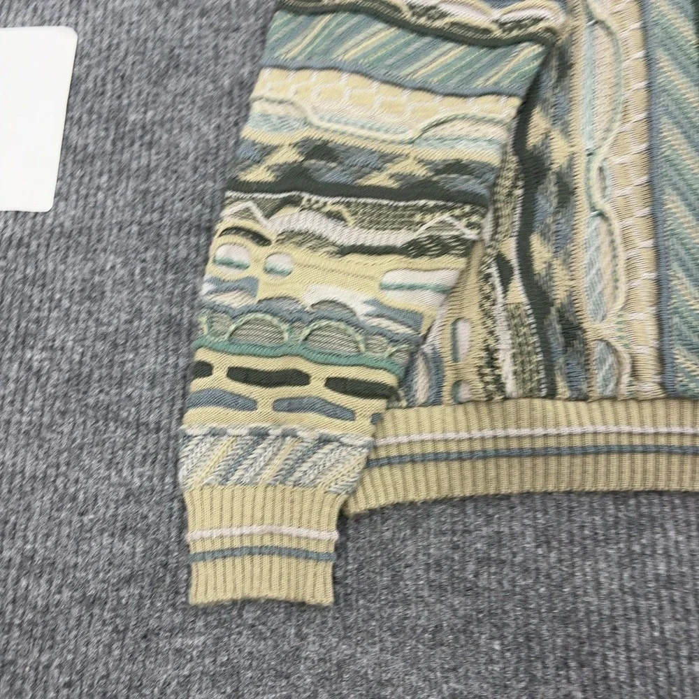 Vintage Protege Sweater Mens XL Green Acrylic 3D Textured Coogi Style Retro 90s